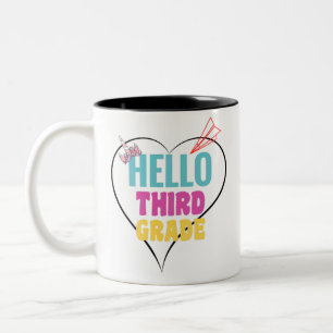 Hello Third Grade Farbiges Design für die dritte Zweifarbige Tasse