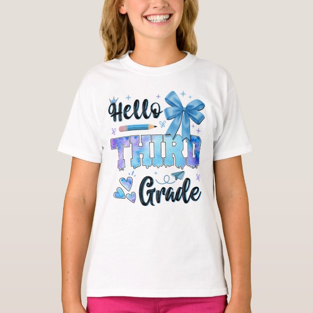 Hello Third Grade First Day of School Coquette  T-Shirt (Vorderseite)
