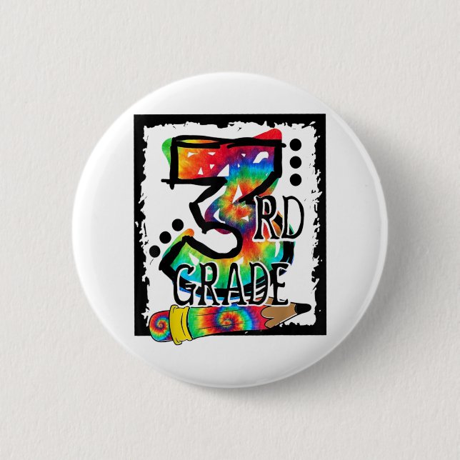 Hello Third Grade Gefärbte Krawatte Back T Button (Vorderseite)
