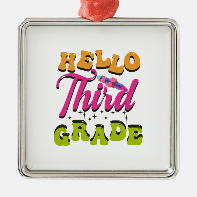 Hello Third Grade Ornament Aus Metall (Vorne)