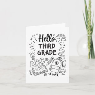 Hello Third Grade Shirt - Girls 3rd Grade Outfit, Karte