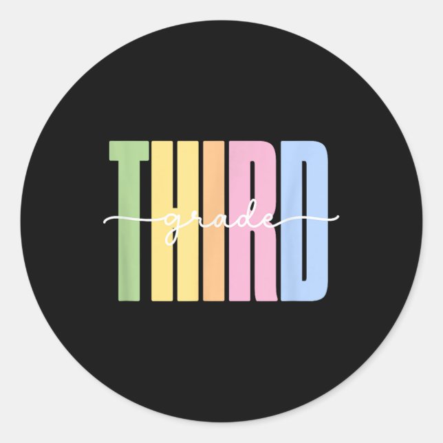 Hello Third Grade Shirt - Girls 3rd Grade Outfit, Runder Aufkleber (Vorderseite)