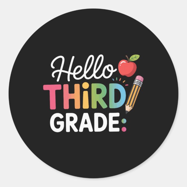 Hello Third Grade Team 3rd Grade Back To School Te Runder Aufkleber (Vorderseite)