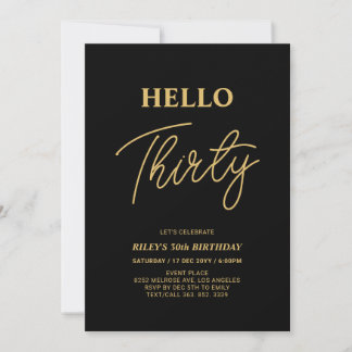 Hello Thirty | 30. Geburtstags-Party in Gold und S Einladung