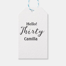 Hello thirty birthday name simple minimal elegant  geschenkanhänger