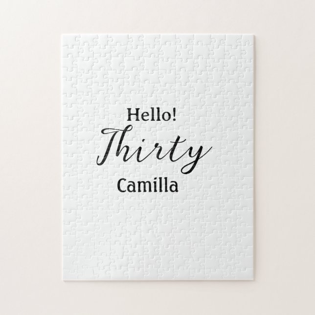 Hello thirty birthday name simple minimal elegant  puzzle (Vertikal)