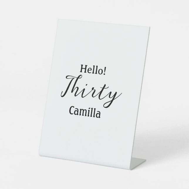 Hello thirty birthday name simple minimal elegant  sockelschild (Vorderseite)
