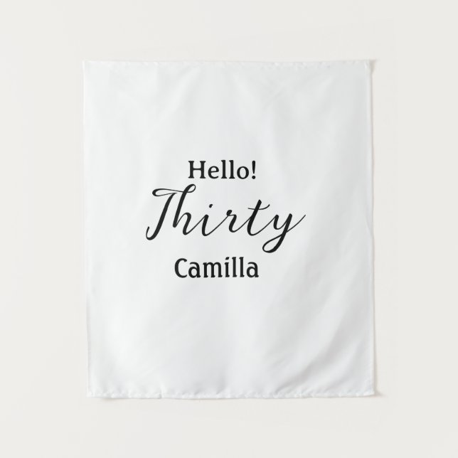 Hello thirty birthday name simple minimal elegant  wandteppich (Vorderseite)