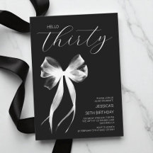 Hello Thirty Bow Black and White30 th Birthday