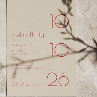 Hello Thirty Minimal Modern 30th Birthday Einladung
