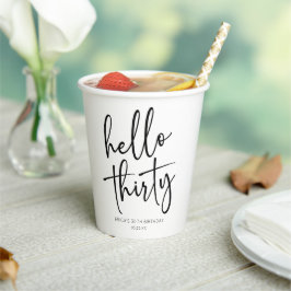 Hello Thirty Minimalistisch 30. Geburtstag Party Pappbecher