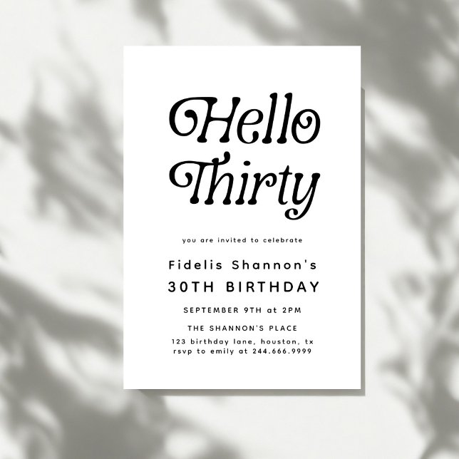 Hello Thirty Modern Retro 30. Geburtstag Einladung (Von Creator hochgeladen)