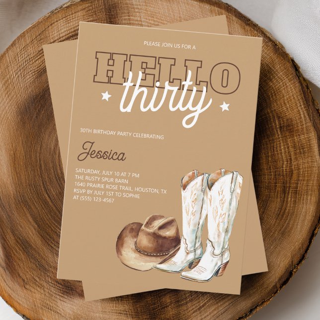 Hello Thirty Rustic Country 30th Birthday Party Einladung (Hello Thirty Rustic Country 30th Birthday Party Invitation)
