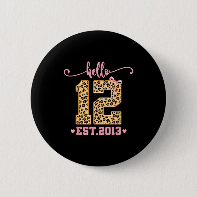 Hello Twelve Est 2013 12th Birthday Coquette Bow L Button (Vorderseite)