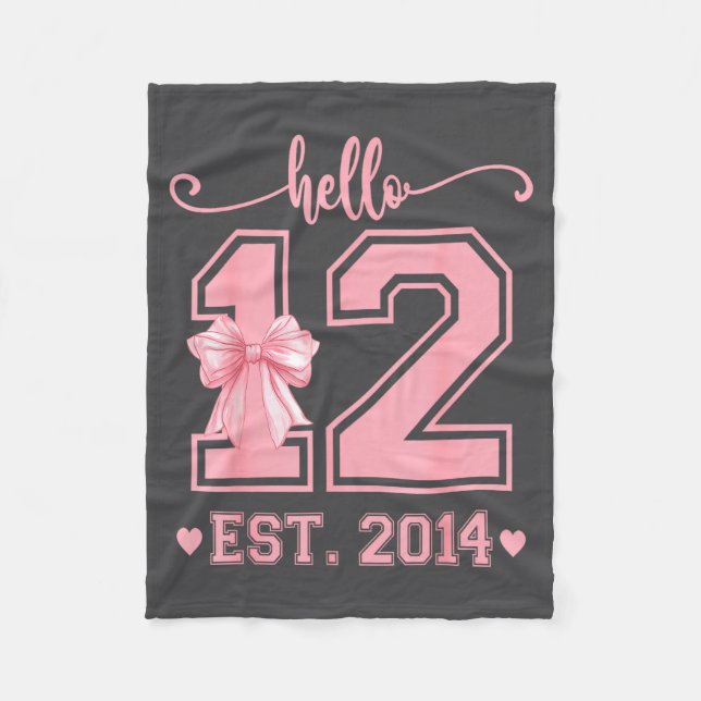Hello Twelve Est 2014 12th Birthday Coquette 12 Ye Fleecedecke (Vorderseite)
