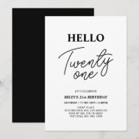 Hello Twenty one Black & White 21st Birthday Party