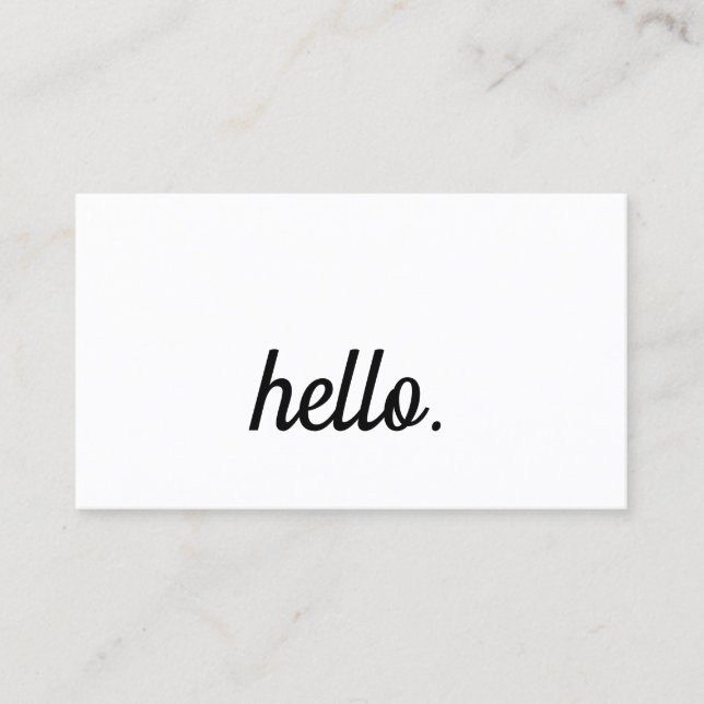Hello Typografy Script Schwarz-weiß Minimalistisch Visitenkarte (Vorderseite)