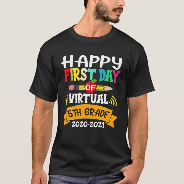 Hello Virtual 5th Grade Squad Funny School T-Shirt (Vorderseite)