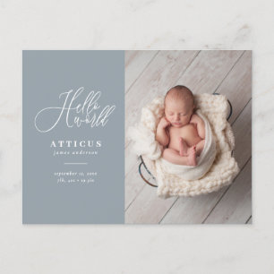Hello Welt Skript Text Foto Geburtsankündigung Ankündigungspostkarte