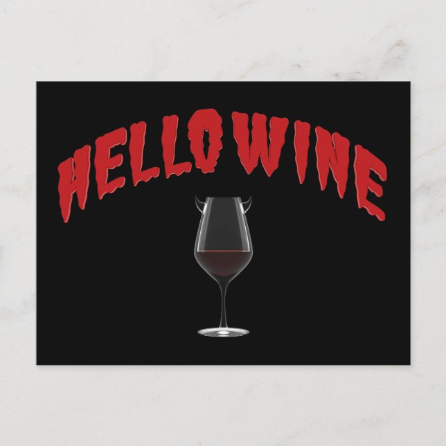 Hello Wine - Eine Halloween-Leckerei Postkarte (Vorderseite)