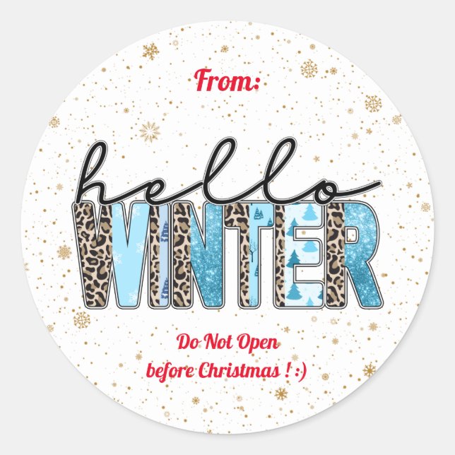 Hello Winter Customize Runder Aufkleber (Vorderseite)