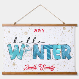 Hello Winter Customize Wandteppich Mit Holzrahmen