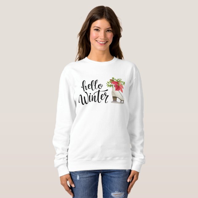 Hello Winter Floral Ice Skate | Christmas Sweatshirt (Vorne ganz)