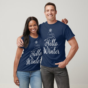 Hello Winter Minimalistisch Snowflake Tree Skript T-Shirt