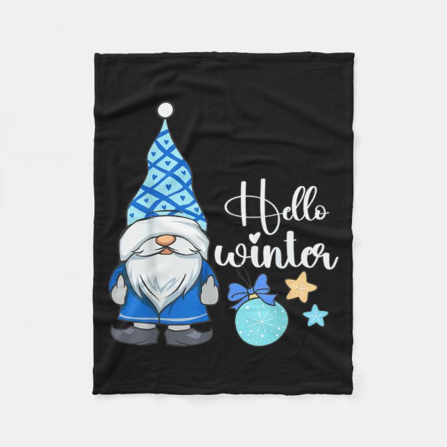 Hello Winter, Nordic Christmas Gnome  Fleecedecke (Vorderseite)
