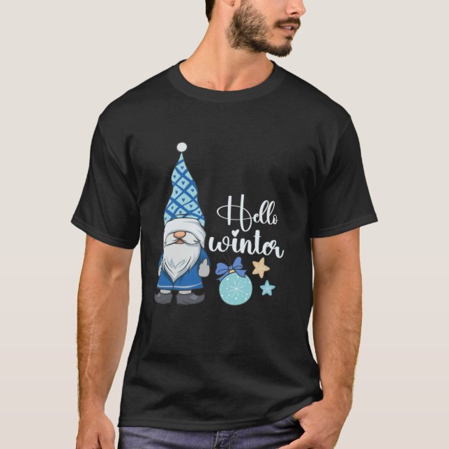 Hello Winter nordic Christmas gnome  T-Shirt (Vorderseite)