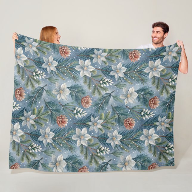 Hello Winter Pines & Flowers  Fleecedecke (Beispiel)