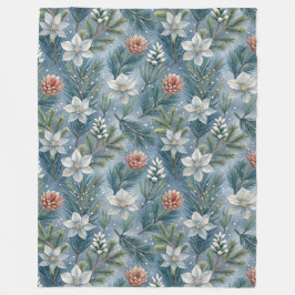 Hello Winter Pines & Flowers Fleecedecke