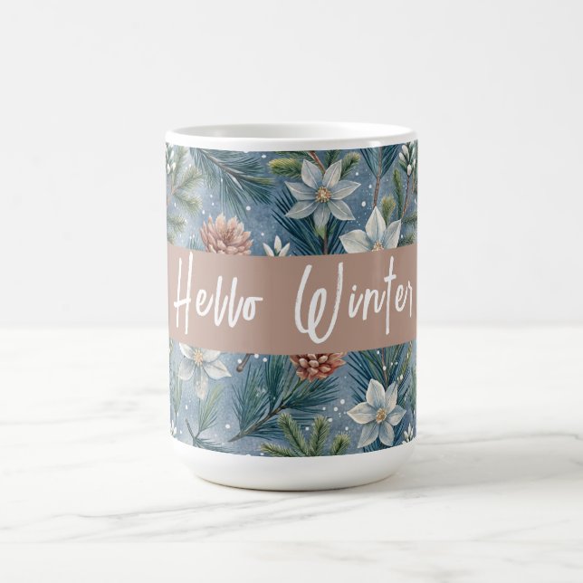 Hello Winter Pines & Flowers Kaffeetasse (Mittel)