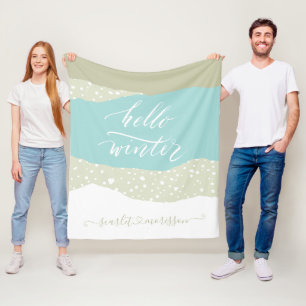 Hello Winter Stilvolles Abstraktes Retro Design Fleecedecke