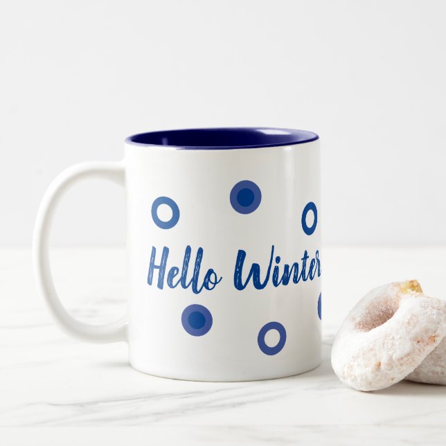 Hello Winter Zweifarbige Tasse (Mit Donut)