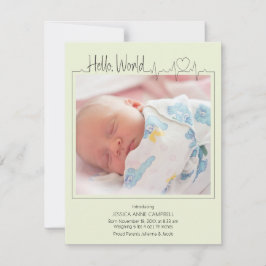 Hello, World Baby Announcement Card Ankündigung