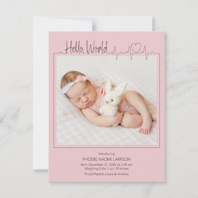 Hello, World Baby Announcement Card Ankündigung (Vorderseite)