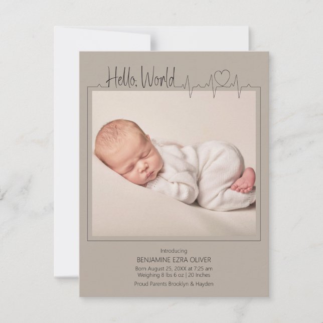 Hello, World Baby Announcement Card Ankündigung (Vorderseite)