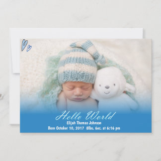 Hello World Baby Boy Geburtserklärung Ankündigung