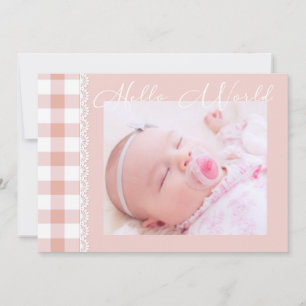 Hello World Baby Girl Geburtserklärung Ankündigung