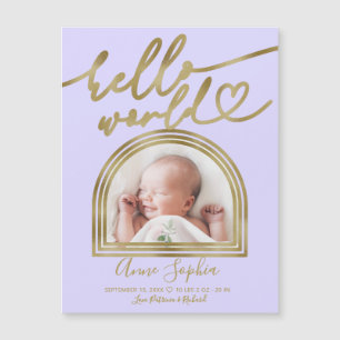 Hello World Chic Arch Rahmen Geburtsanzeige Magnetkarte