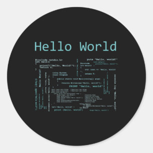 Hello World Computer Programming Languages Runder Aufkleber