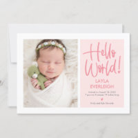 Hello World Editable Color Baby Geburtserklärung