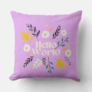 Hello World Floral Throw Pillow Kissen
