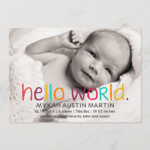 Hello World Foto Geburtserklärung Ankündigung