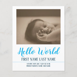 Hello World - Geburtsankündigung mit Foto