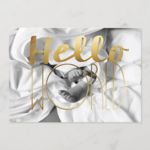 Hello World Gold Foil Baby Ankündigung   FOTO