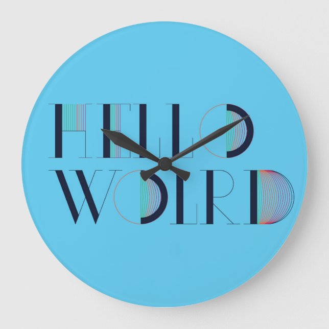 Hello World Große Wanduhr (Vorderseite)