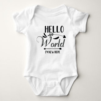 "Hello World i m new here" Funny Baby Bodysuit Baby Strampler