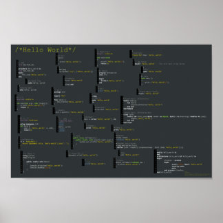 Hello World in 34 Sprachen Poster
